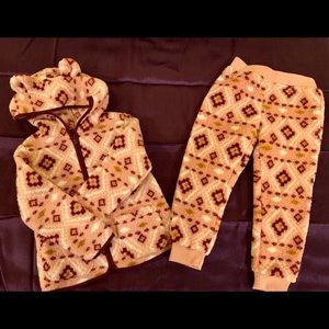 2 Piece (Burgundy/Pink) Fleece Sweatsuit